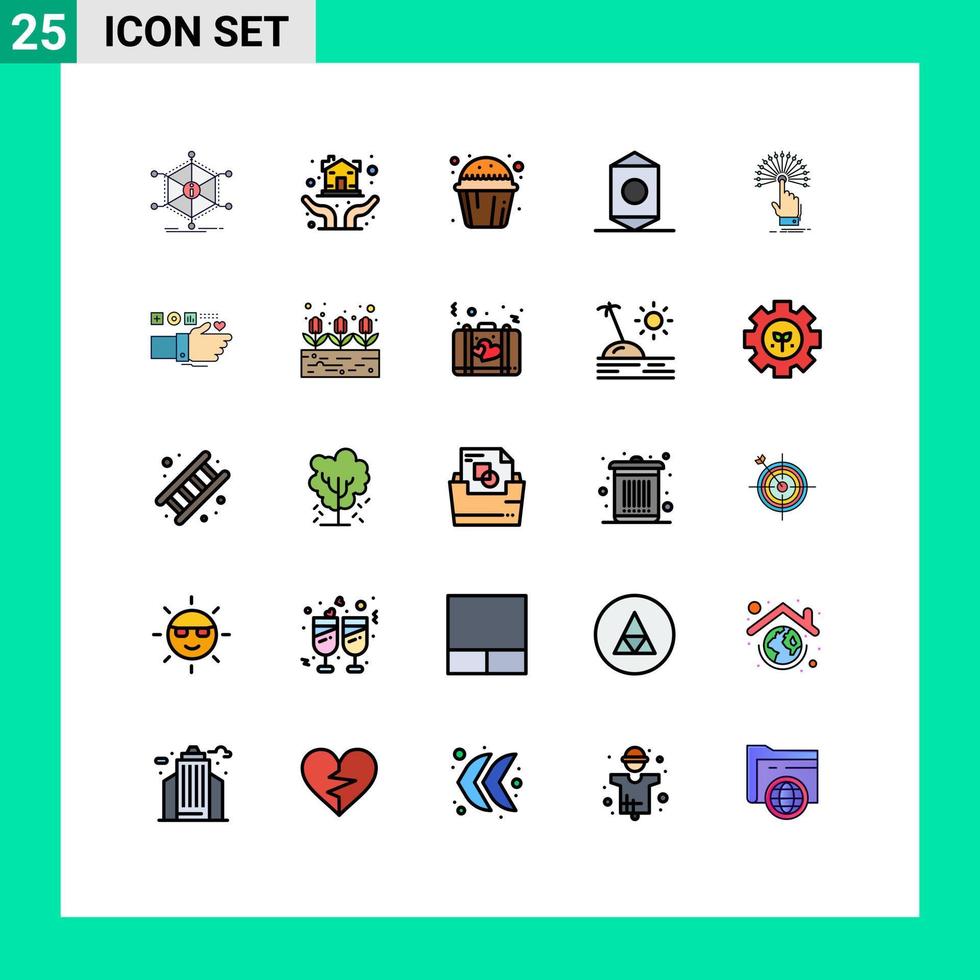 25 Creative Icons Modern Signs and Symbols of reach sweet protection hands food muffin sweet Editable Vector Design Elements