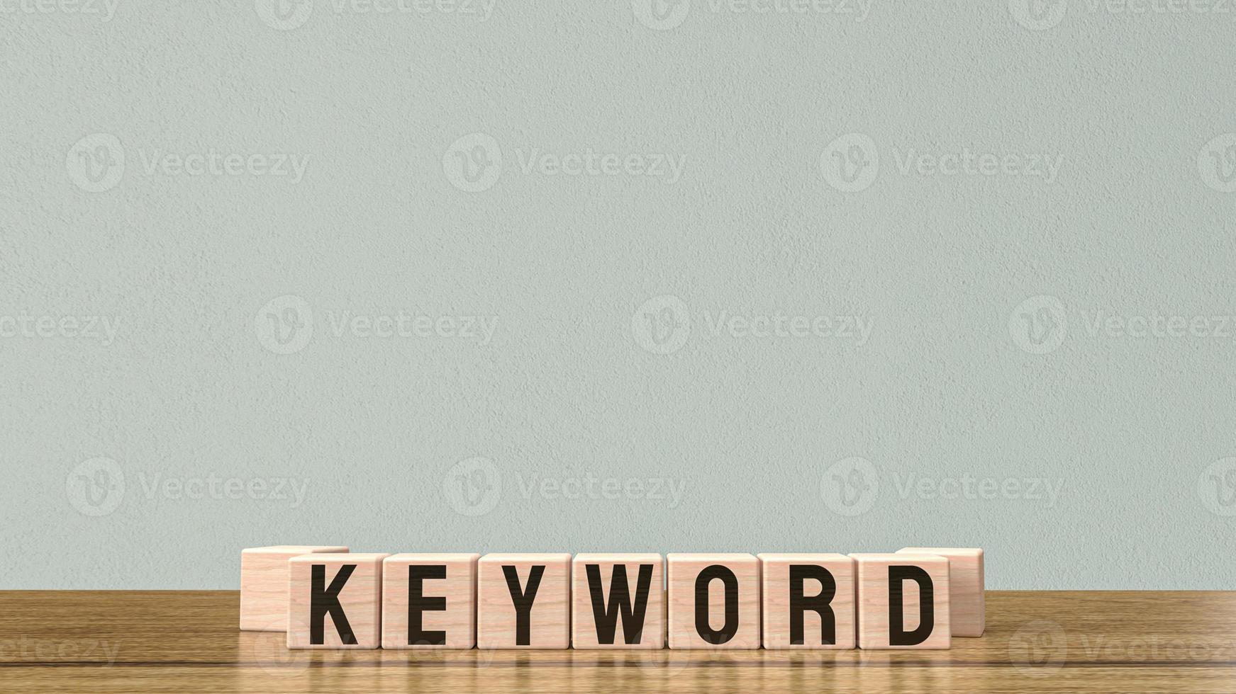 The text keyword on wood cube for business concept 3d rendering photo