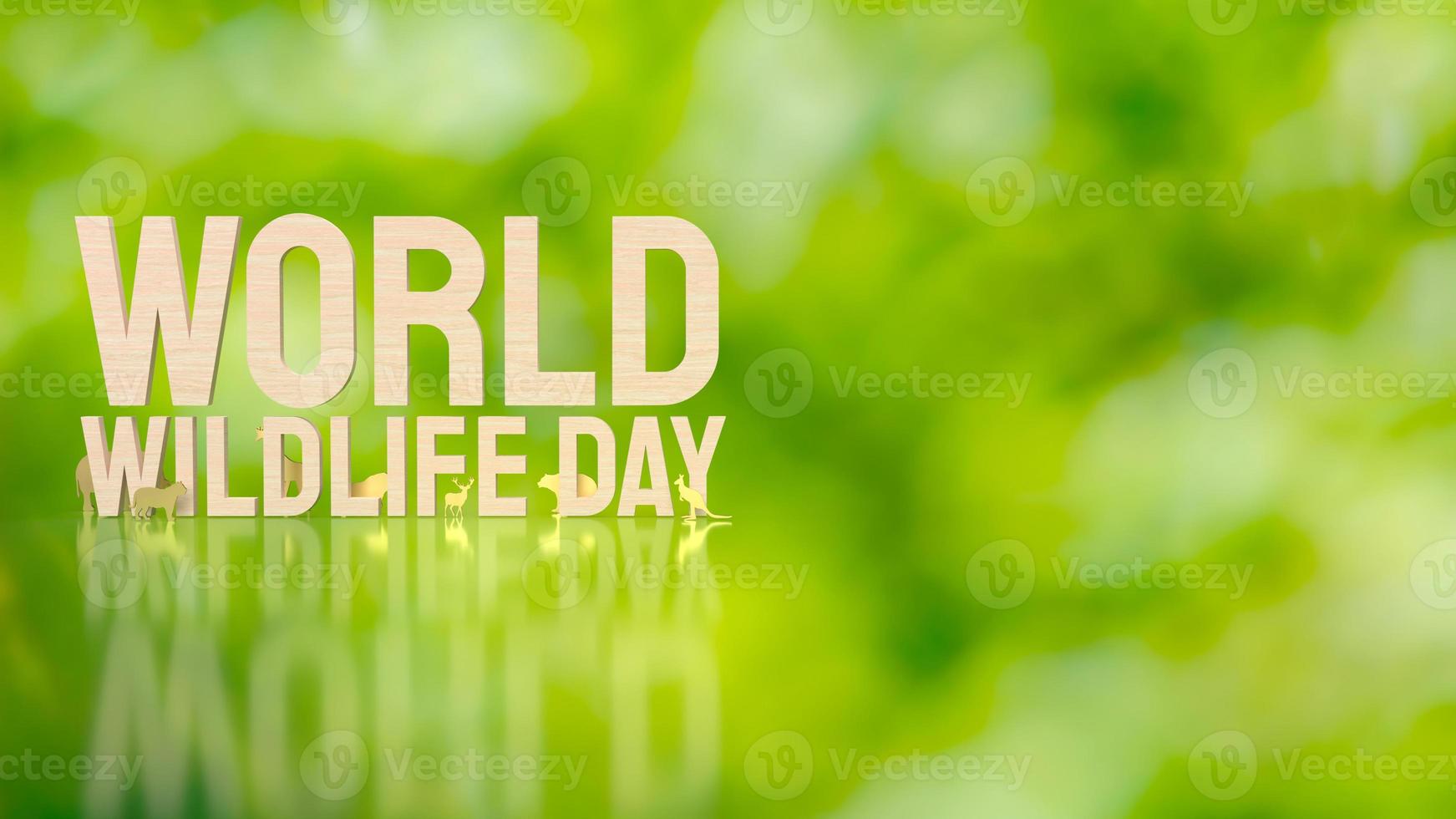 The animal and text for world wildlife day concept 3d rendering photo