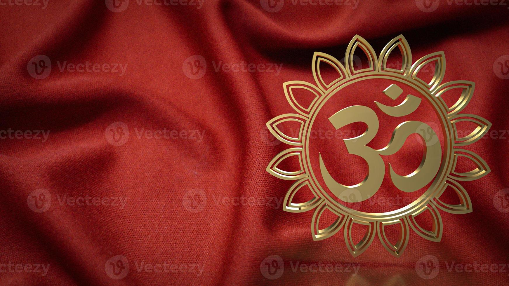 The gold ohm hindu symbol on red silk for background concept 3d rendering photo