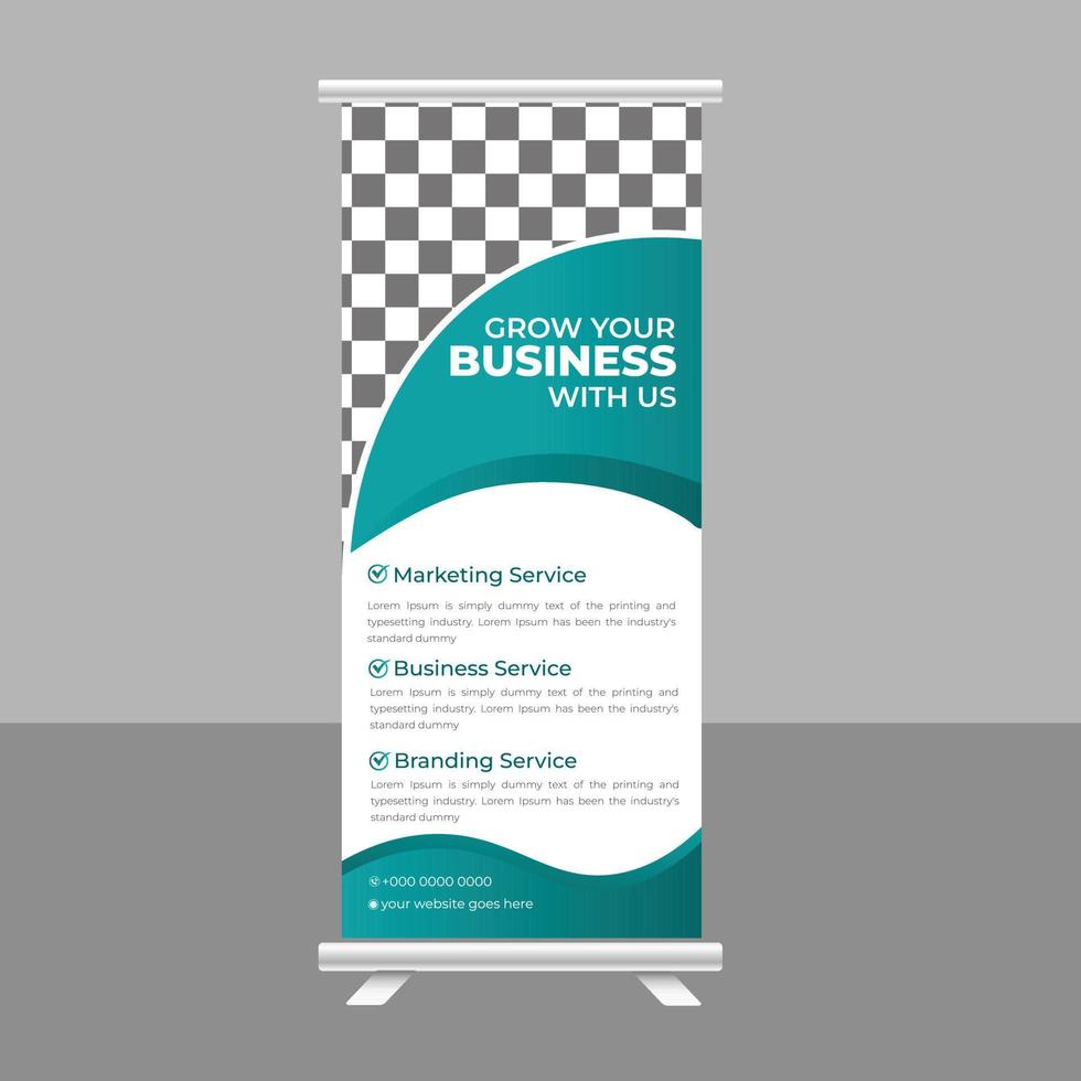 Digital Business Roll up banner and corporate display stand template vector