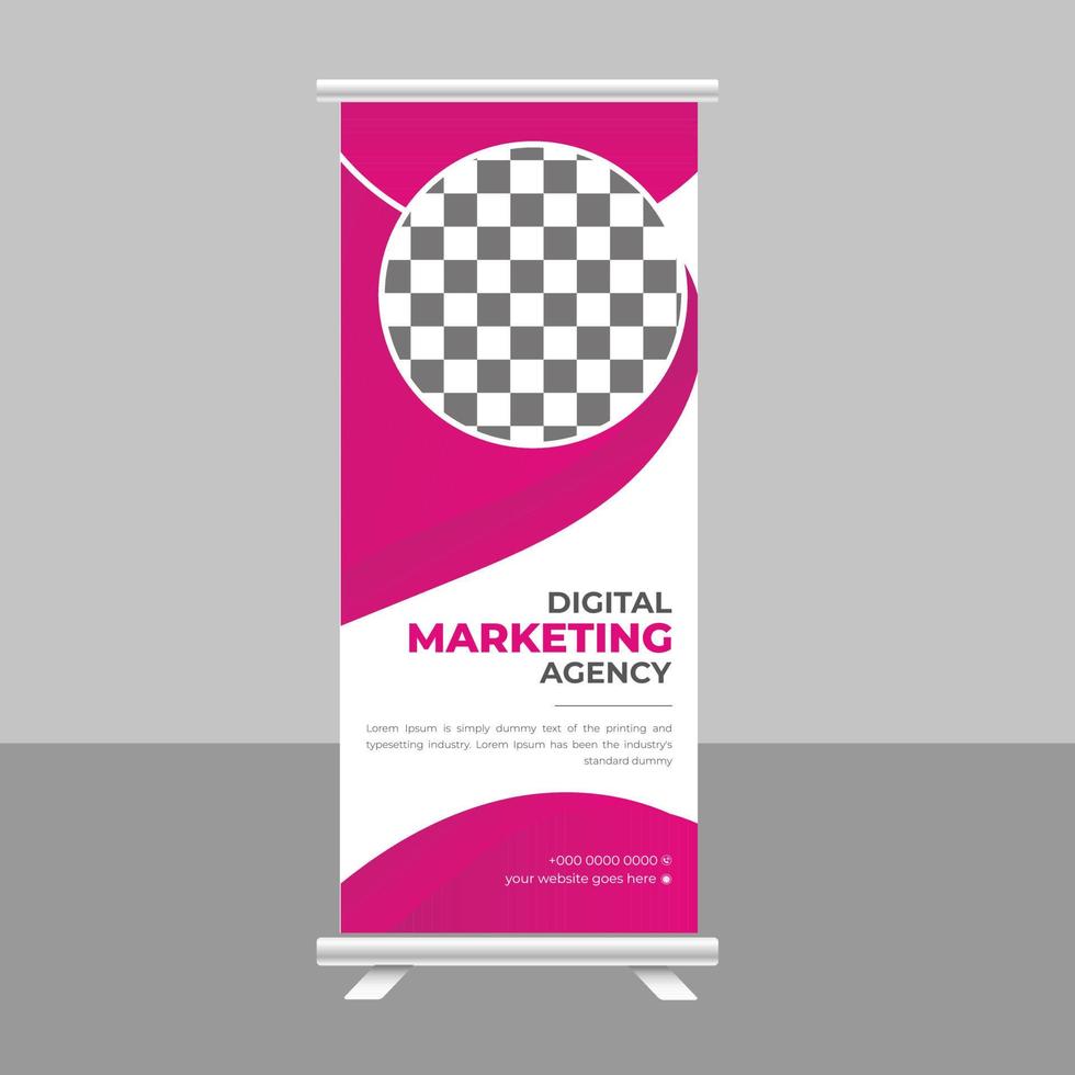 Modern Business Roll up banner standee template for shop and exhibition. vector