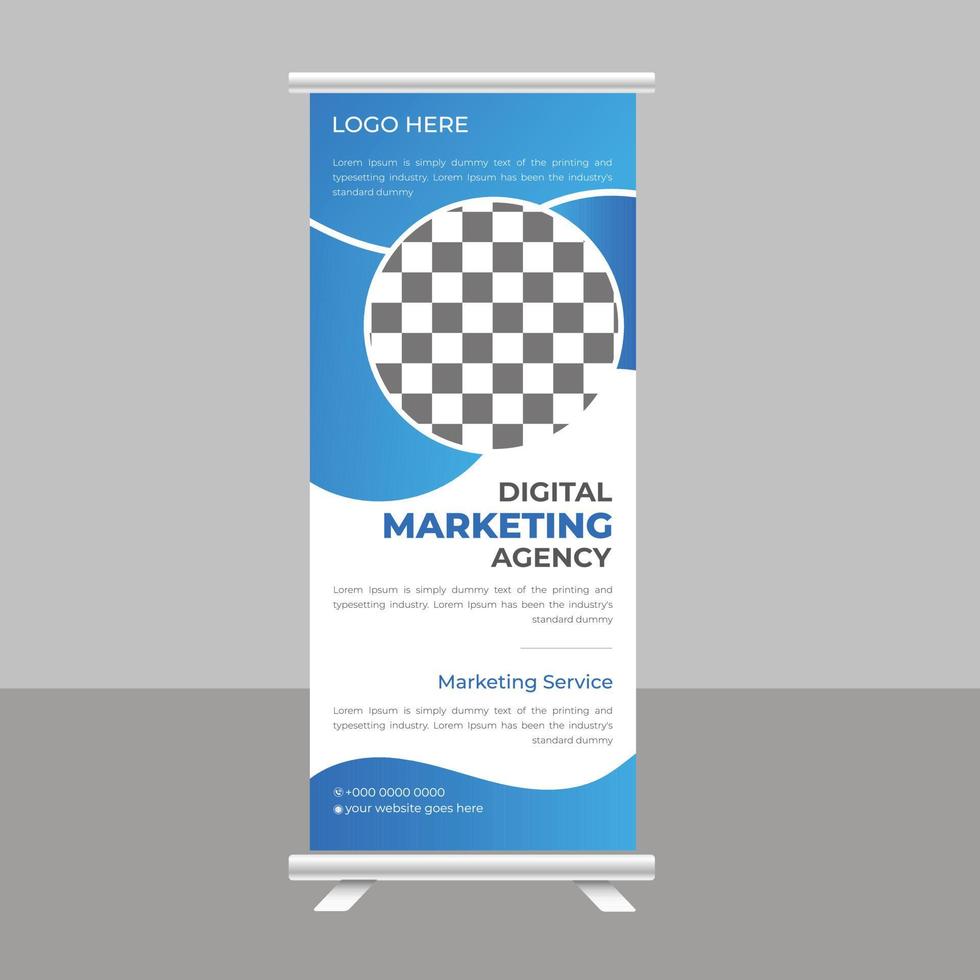 Modern Business Roll up banner standee template for shop and exhibition. vector