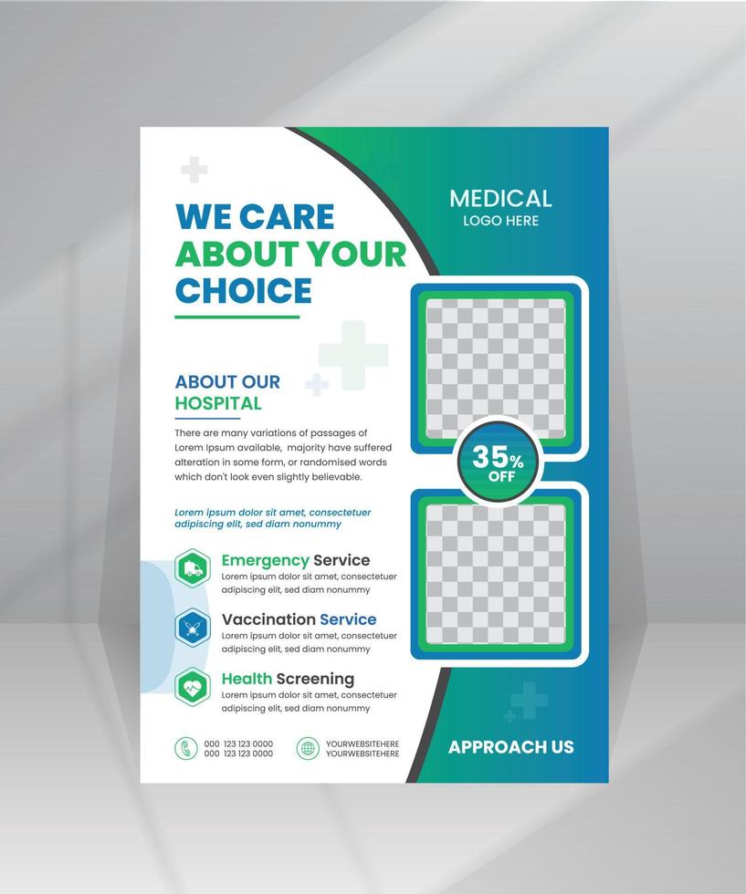 Modern medical Flyer design template and Healthcare Poster vector