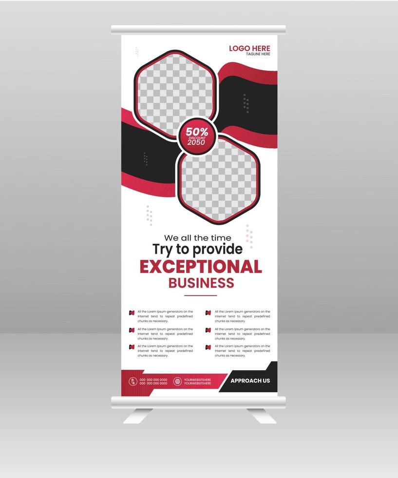 Digital Business Roll up banner and corporate display stand template vector