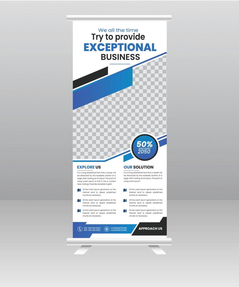 Digital Business Roll up banner and corporate display stand template vector