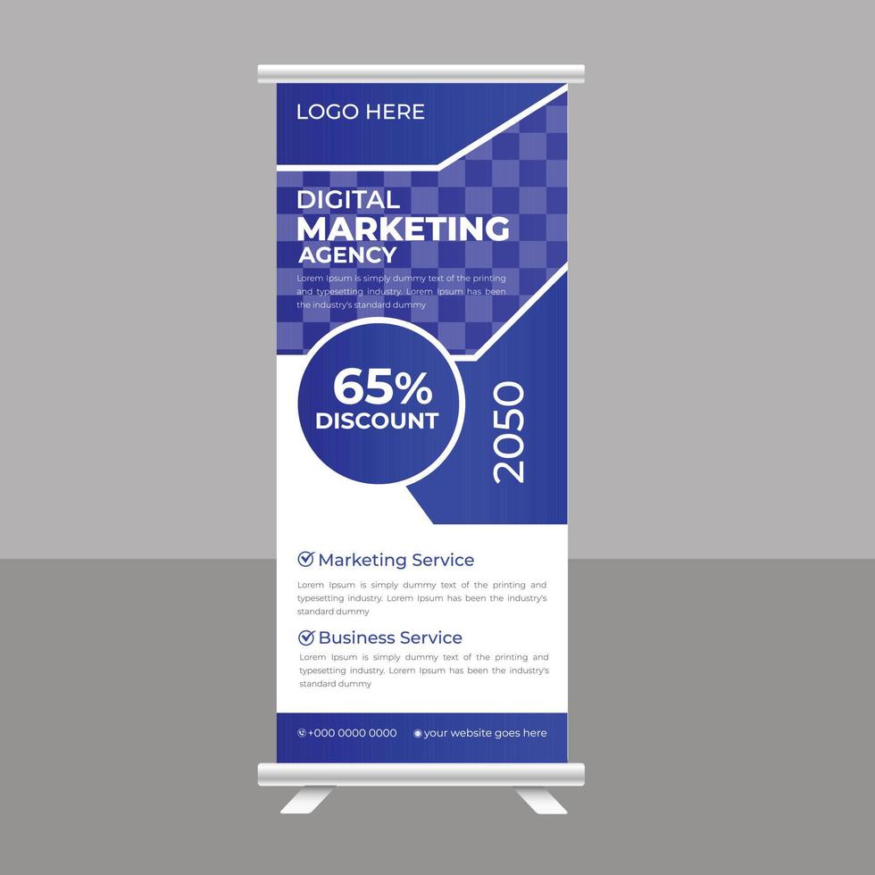 Digital Business Roll up banner and corporate display stand template vector