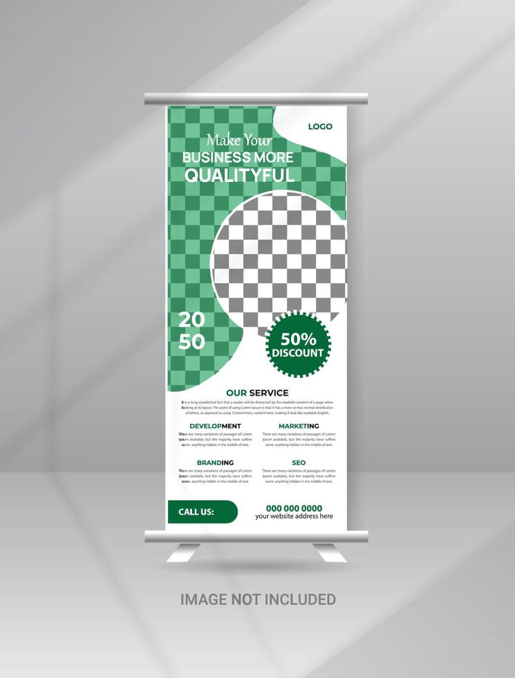 Modern Business Roll up banner standee template for shop and exhibition. vector