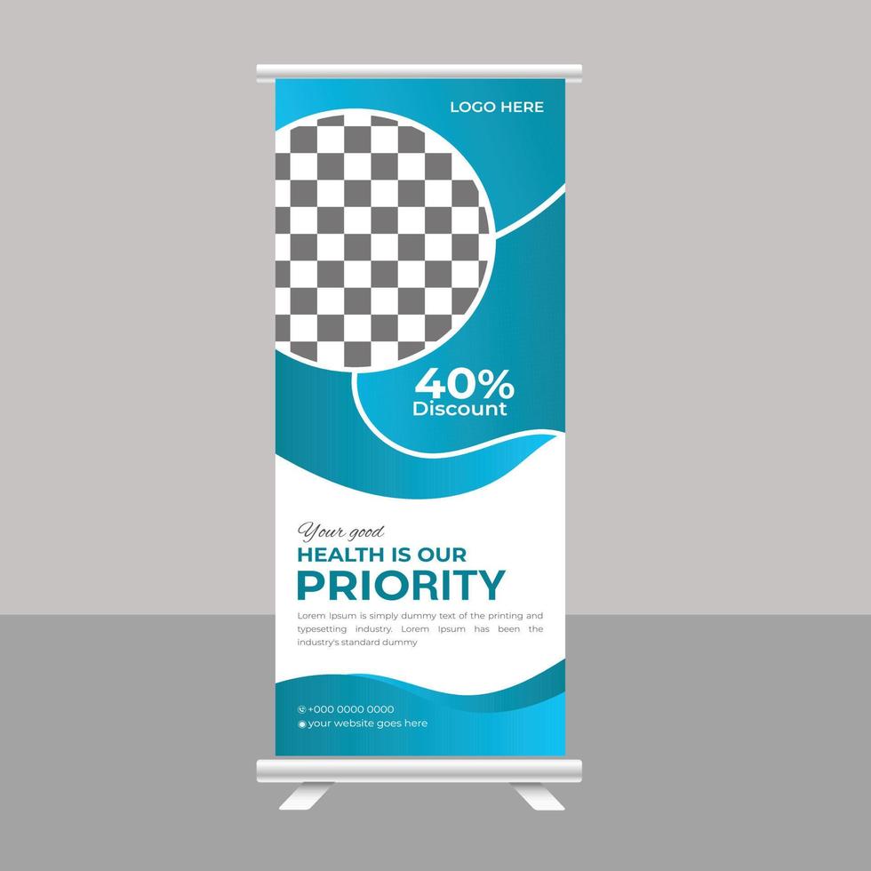 Medical Roll up banner stand healthcare poster banner template vector