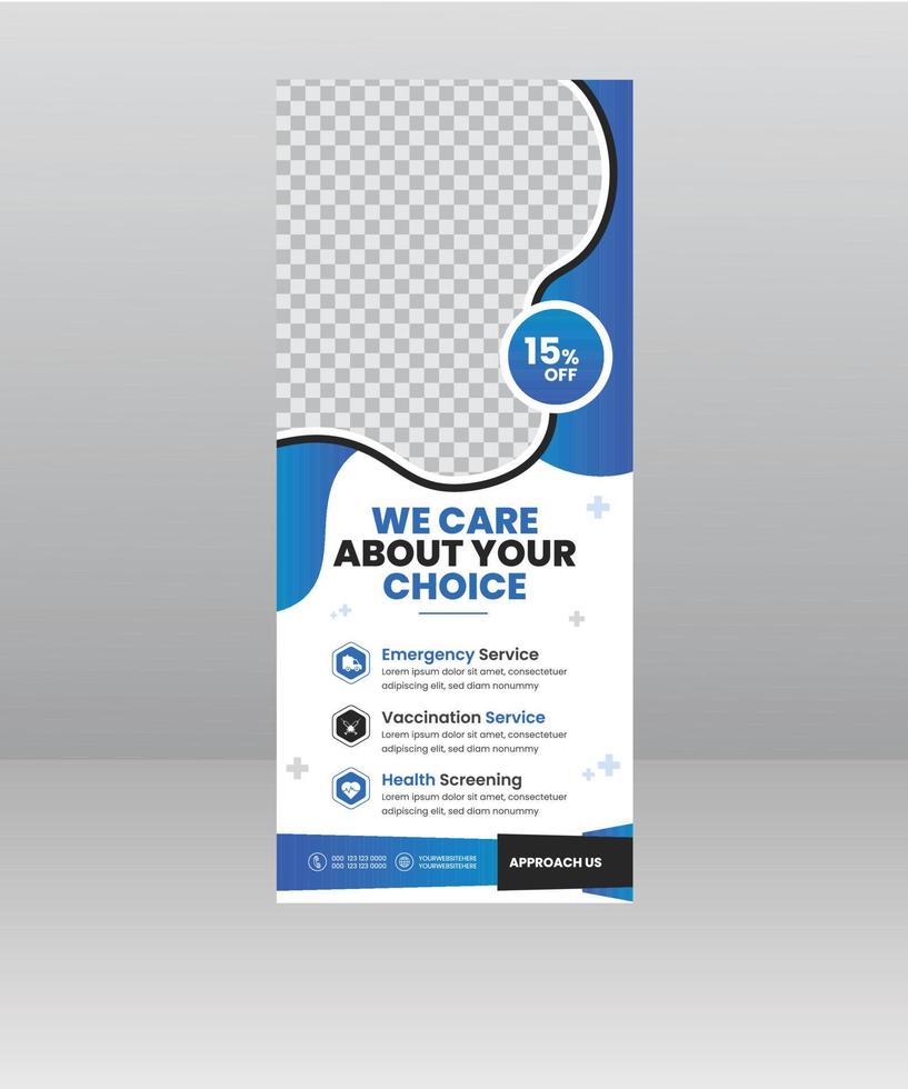 Medical roll up cover design template post Healthcare Banner Stand vector