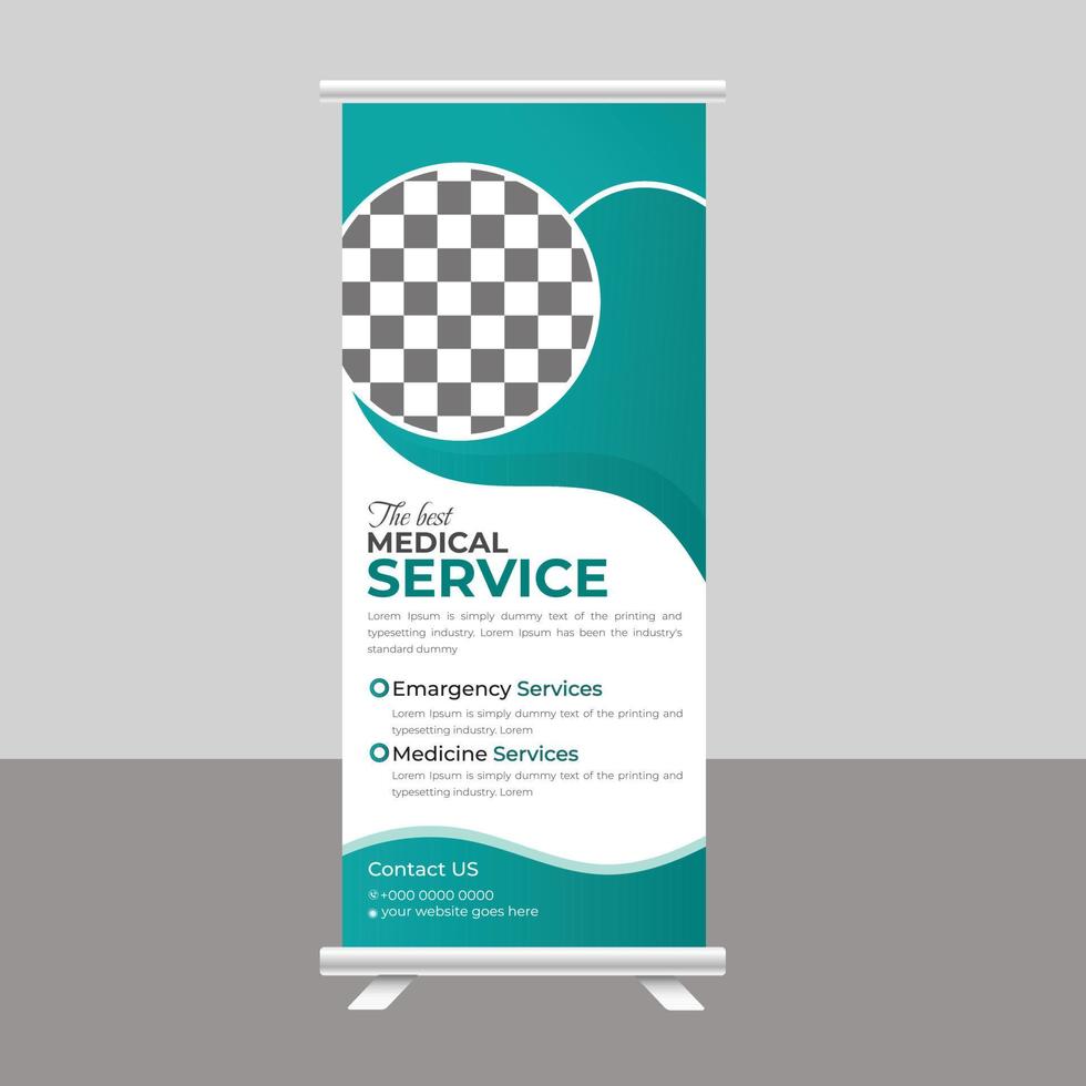 Medical Roll up banner stand healthcare poster banner template vector