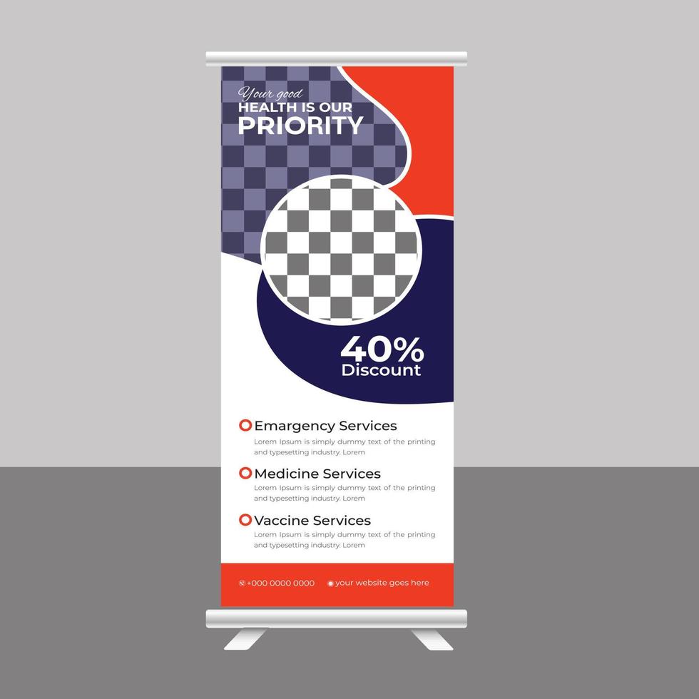 Medical Roll up banner stand healthcare poster banner template vector