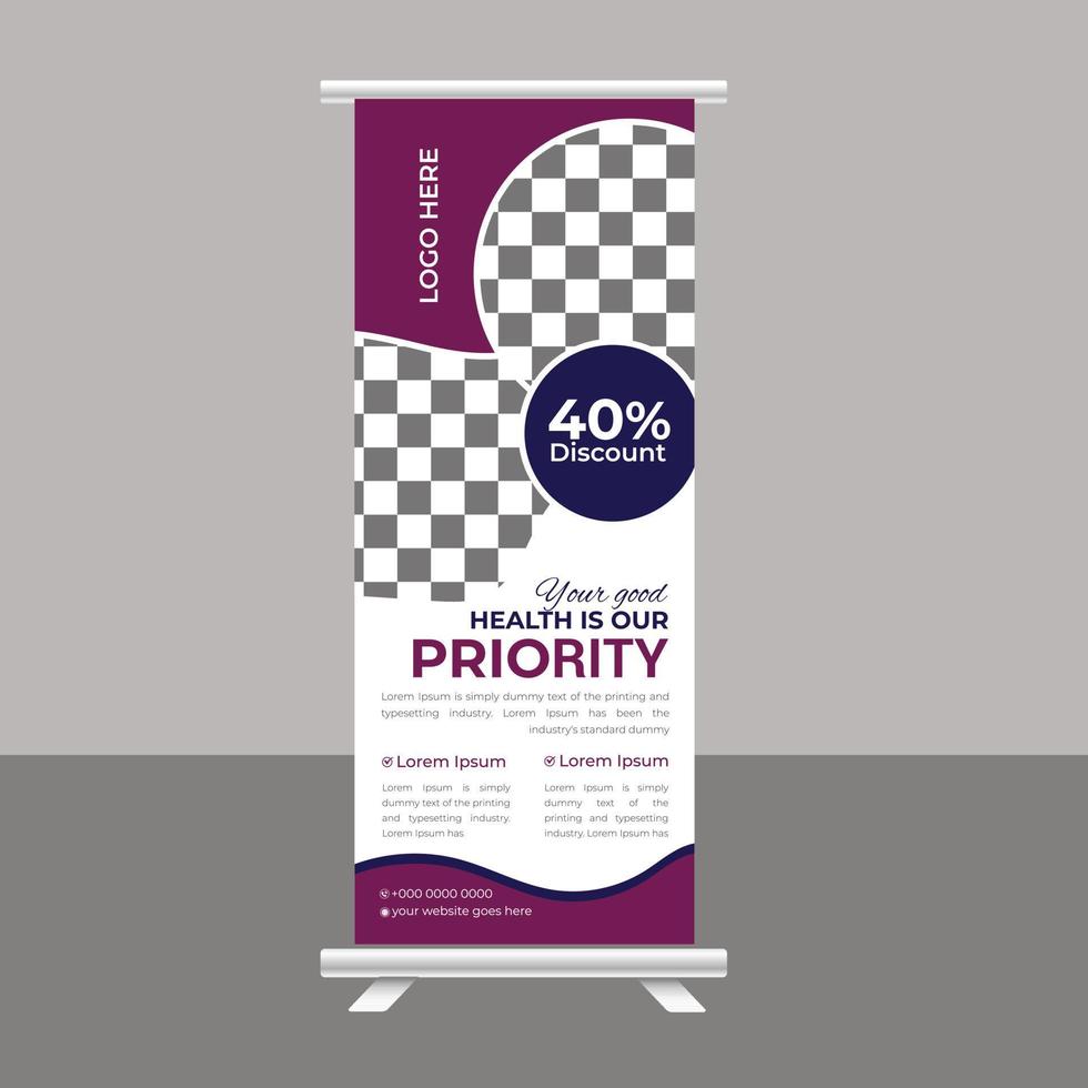 Medical Roll up banner stand healthcare poster banner template vector