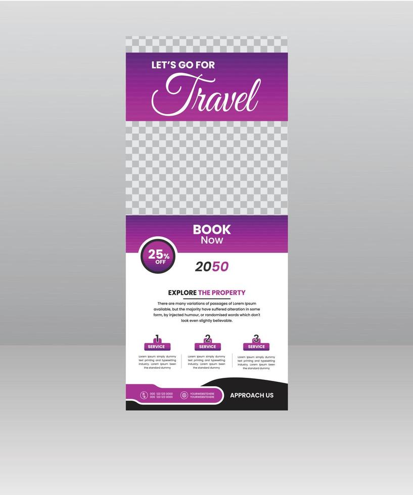 Travel Sale Roll up banner stand template for travel agency vector