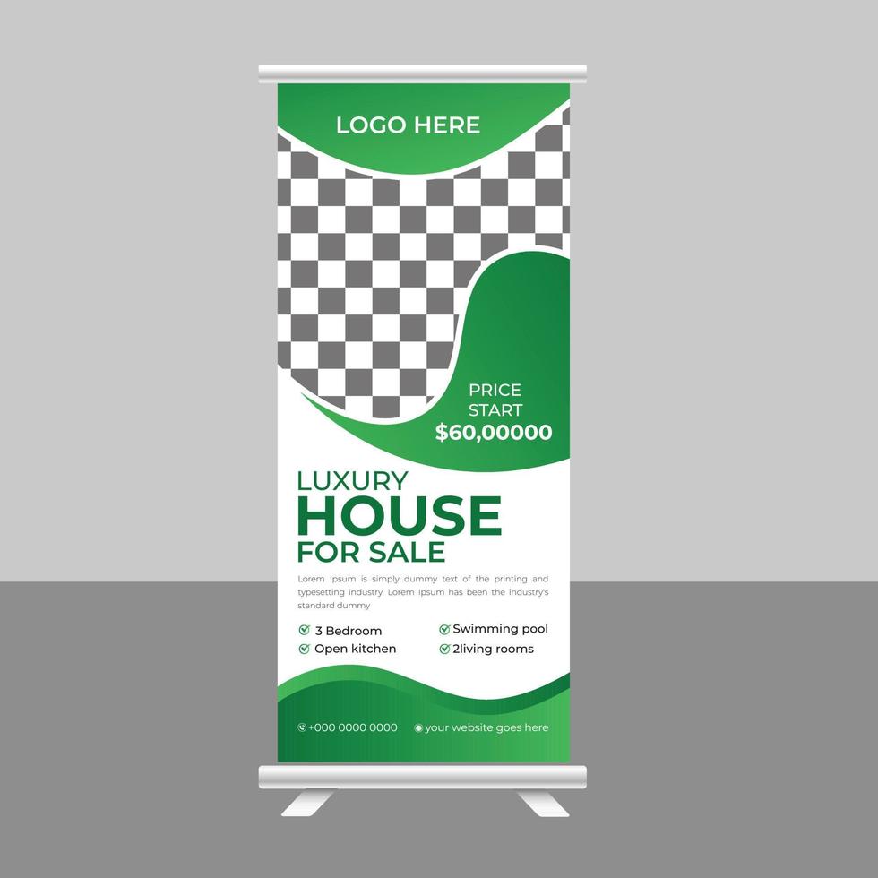 Home Sale roll up banner stand for real estate agency 17158956 Vector