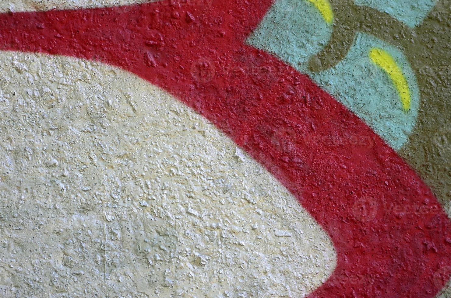 Street art. Abstract background image of a fragment of a colored graffiti painting in chrome and red tones photo