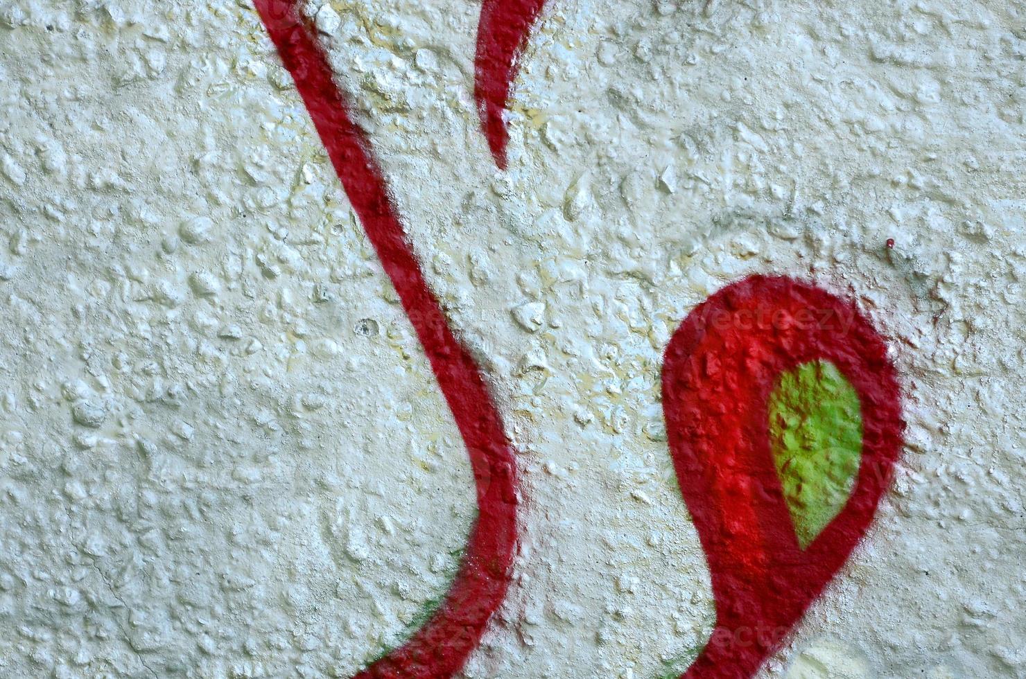 Street art. Abstract background image of a fragment of a colored graffiti painting in chrome and red tones photo
