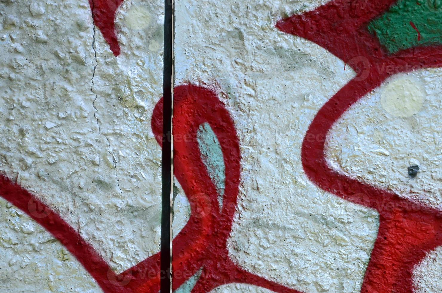 Street art. Abstract background image of a fragment of a colored graffiti painting in chrome and red tones photo