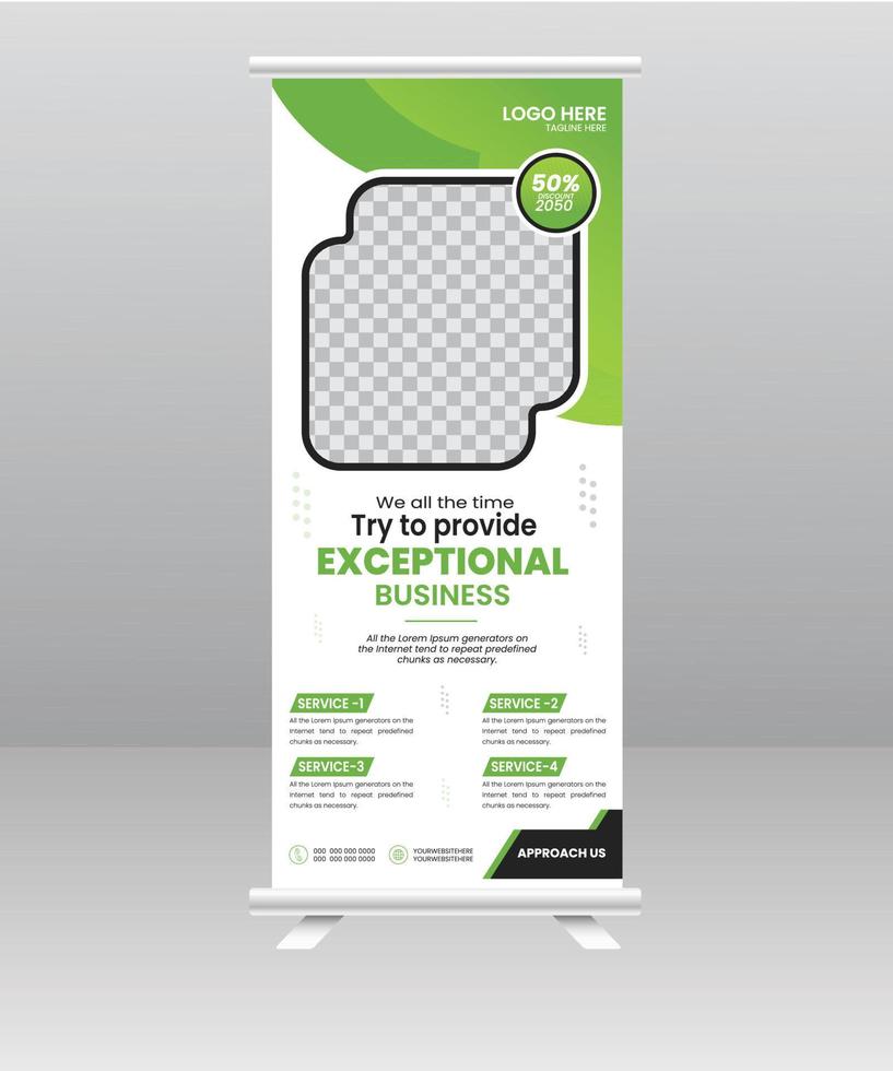 Digital Business Roll up banner and corporate display stand template vector