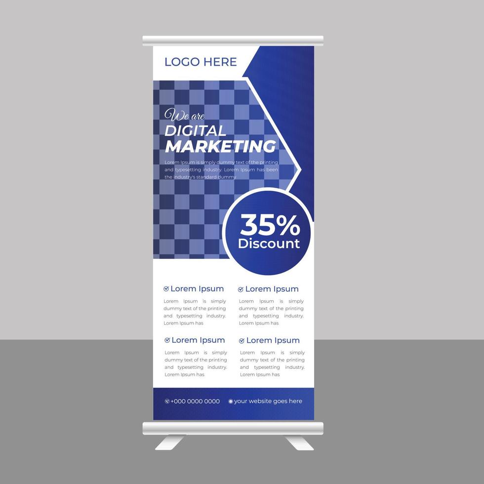 Digital Business Roll up banner and corporate display stand template vector