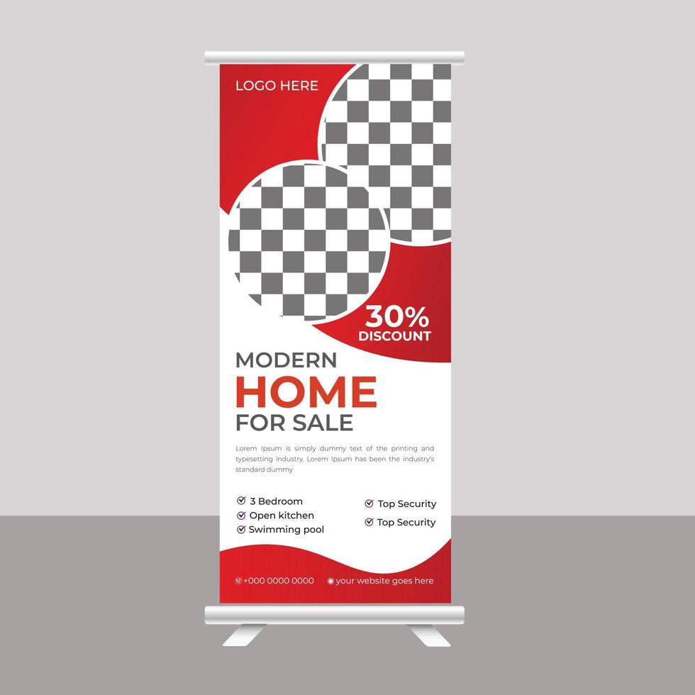 Luxury Dream House Sale Roll Up Banner Brochure Stand Template for Real Estate Agency vector