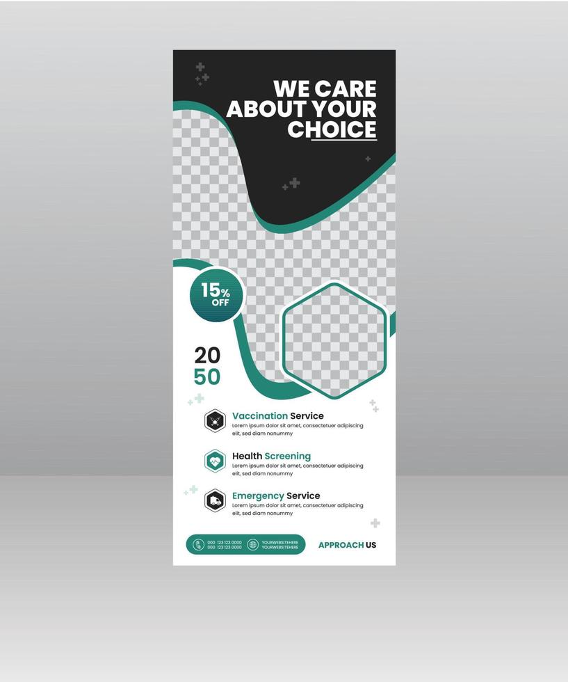 Medical Roll up banner stand healthcare poster banner template vector