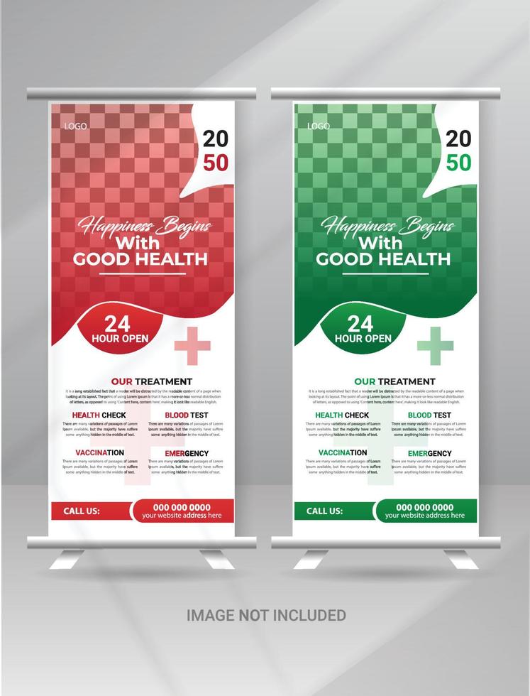 Modern Medical Health care roll up banner template vector