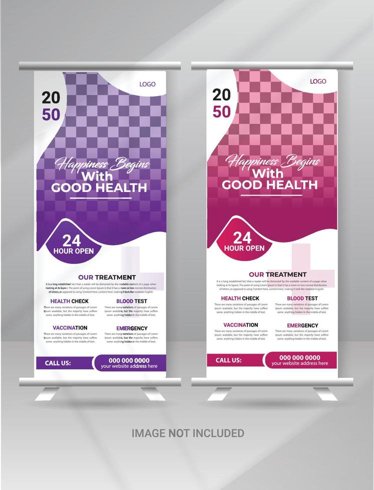 Modern Medical Health care roll up banner template vector