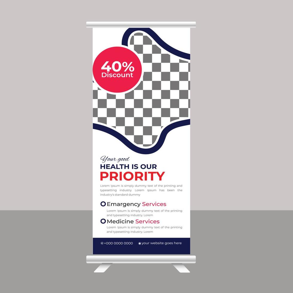 Medical Roll up banner stand healthcare poster banner template vector