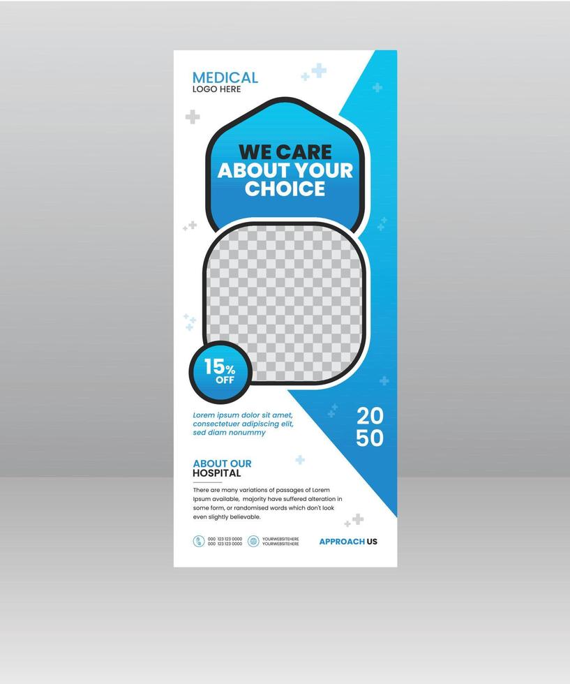 Medical roll up cover design template post Healthcare Banner Stand vector