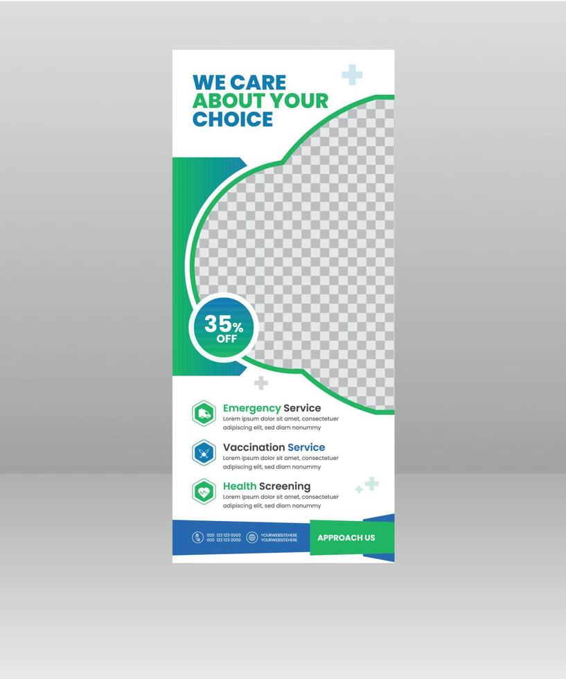 Medical roll up cover design template post Healthcare Banner Stand vector