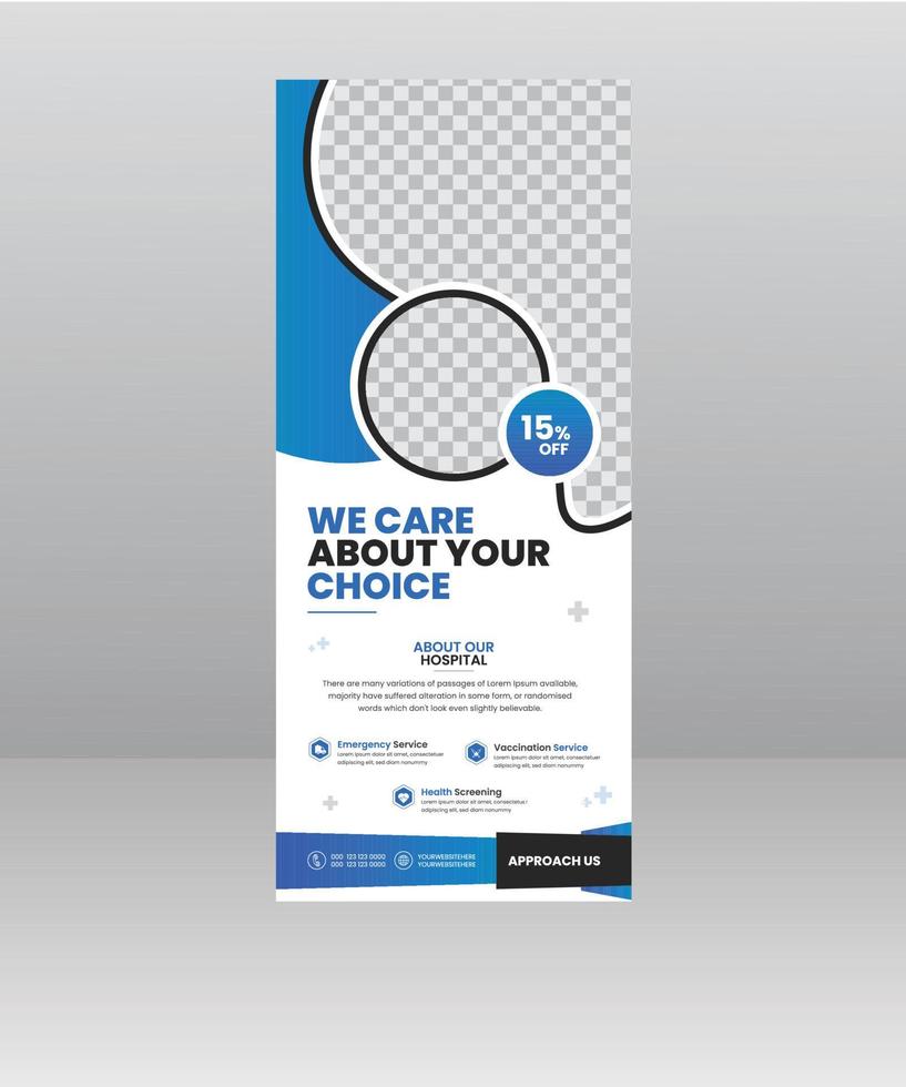 Medical roll up cover design template post Healthcare Banner Stand vector