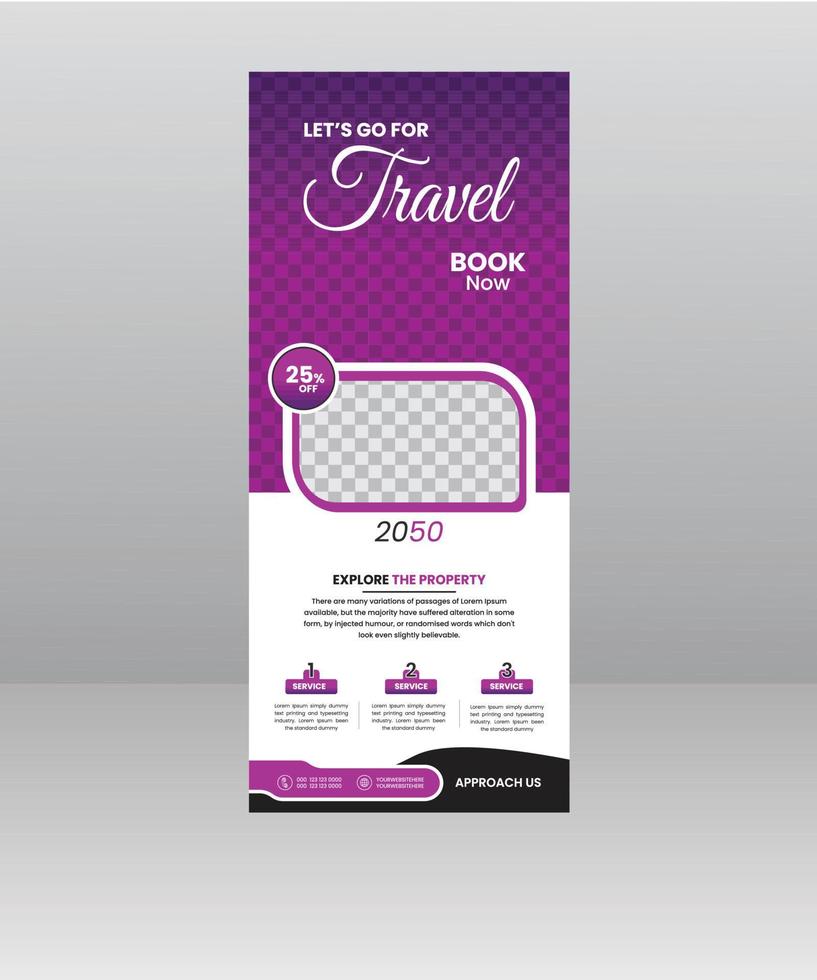 Travel Sale Roll up banner stand template for travel agency vector