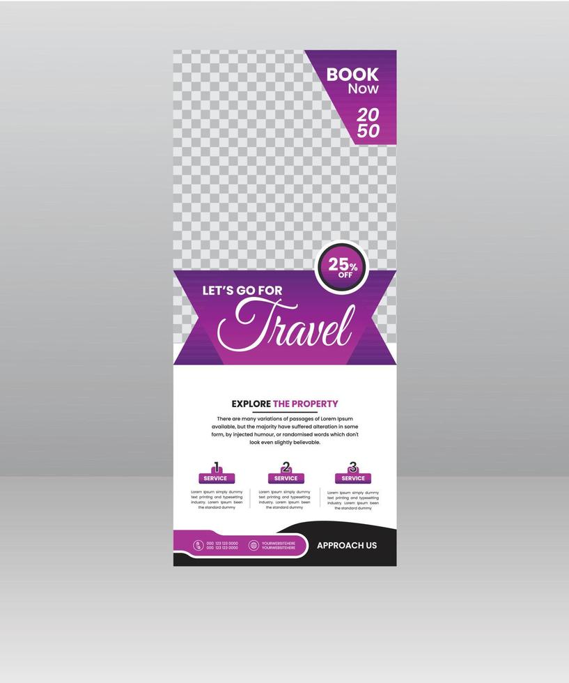 Travel Sale Roll up banner stand template for travel agency vector