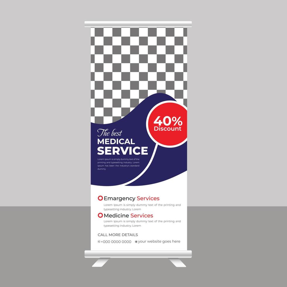 Medical roll up cover design template post Healthcare Banner Stand vector