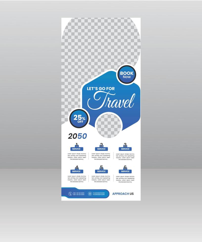 Travel Sale Roll up banner stand template for travel agency vector