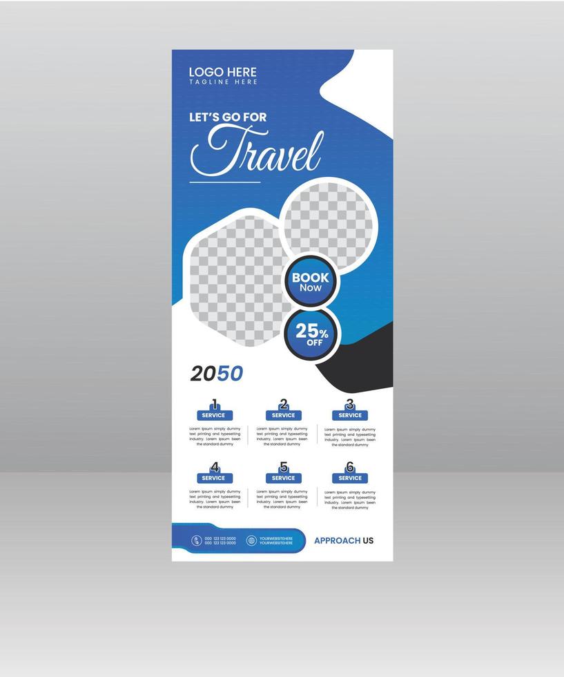 Travel Sale Roll up banner stand template for travel agency vector