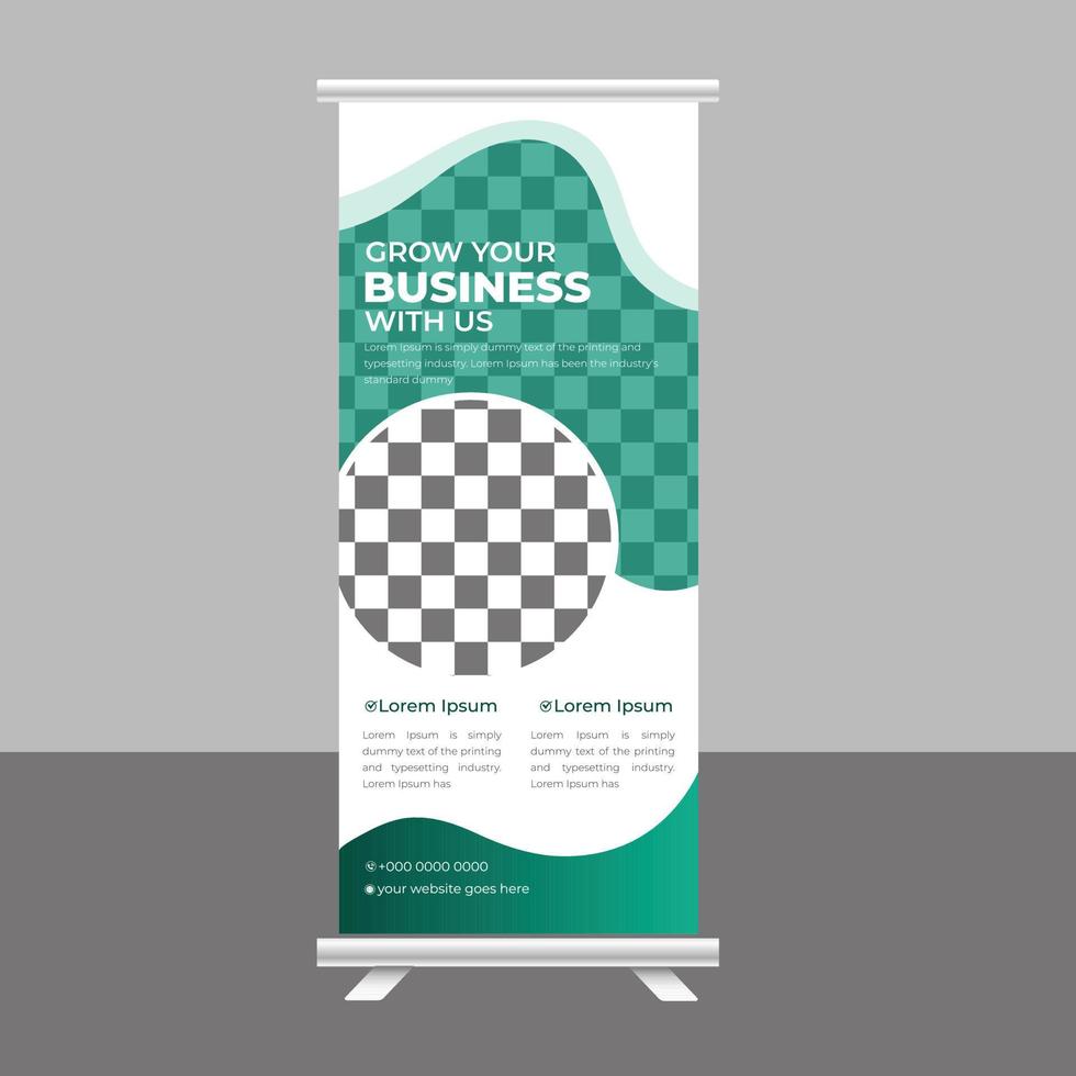 Digital Business Roll up banner and corporate display stand template vector