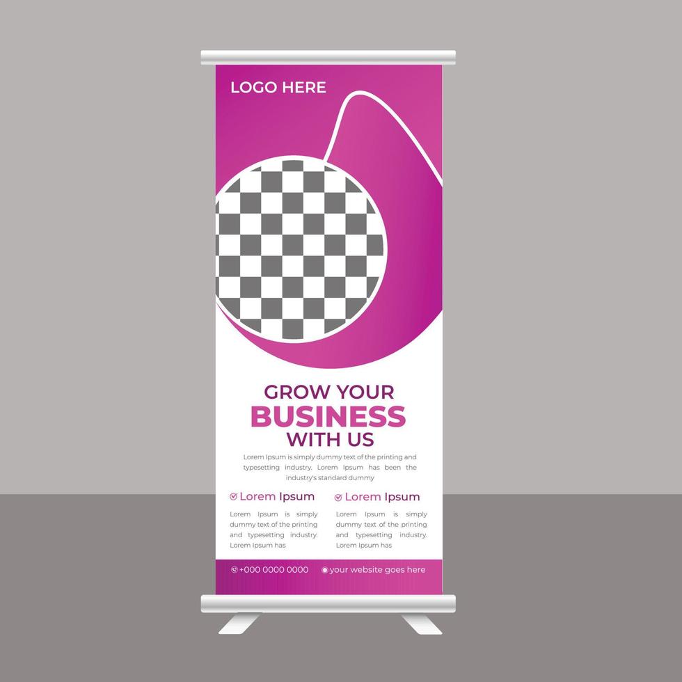 vector de plantilla de soporte de exhibición corporativa y banner enrollable de negocios digitales