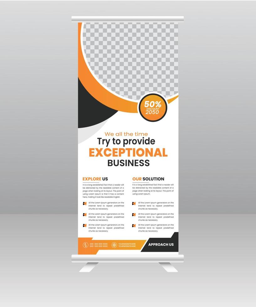 Digital Business Roll up banner and corporate display stand template vector