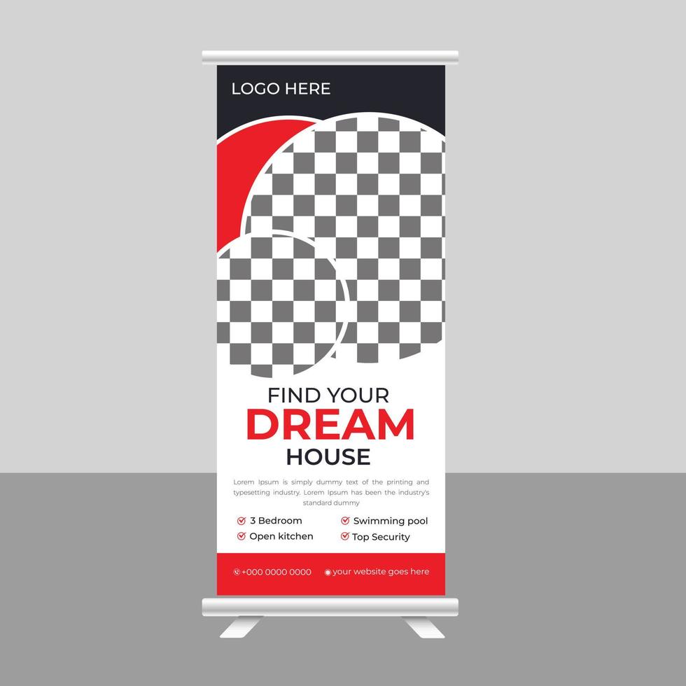 Luxury Dream House Sale Roll Up Banner Brochure Stand Template for Real Estate Agency vector