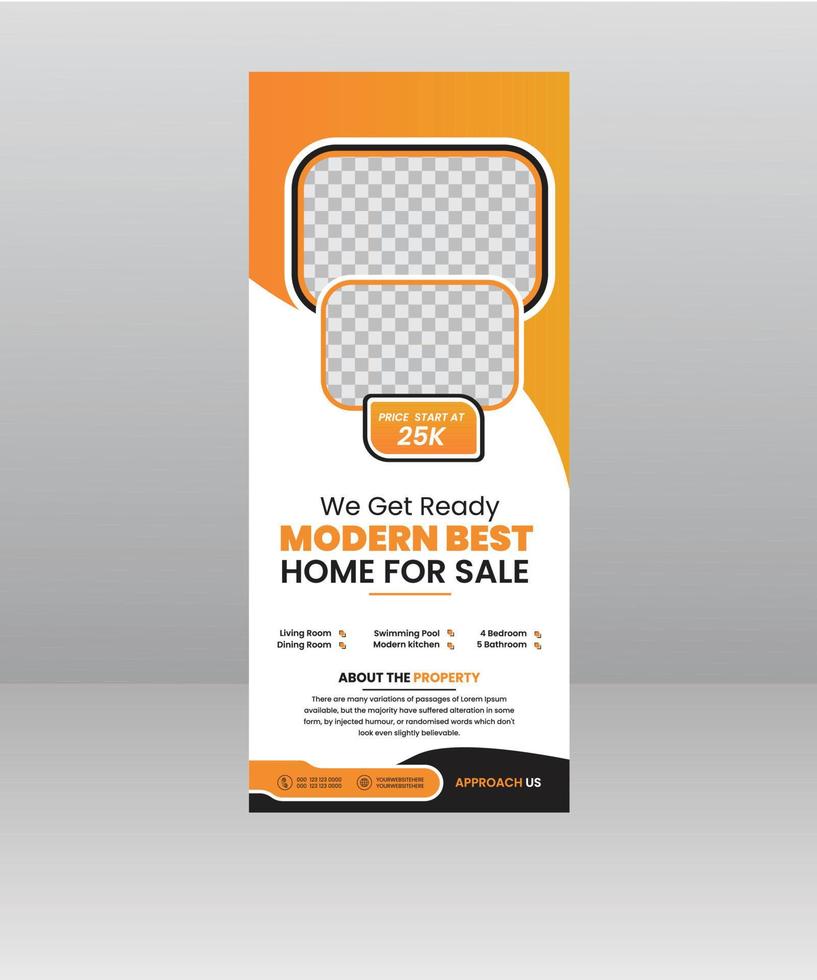 Home Sale roll up banner stand for real estate agency vector