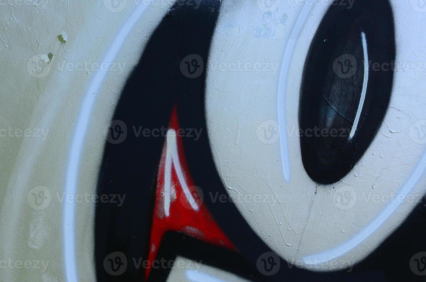Street art. Abstract background image of a fragment of a colored graffiti painting in chrome and red tones photo