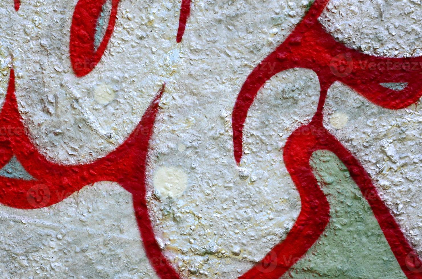Street art. Abstract background image of a fragment of a colored graffiti painting in chrome and red tones photo