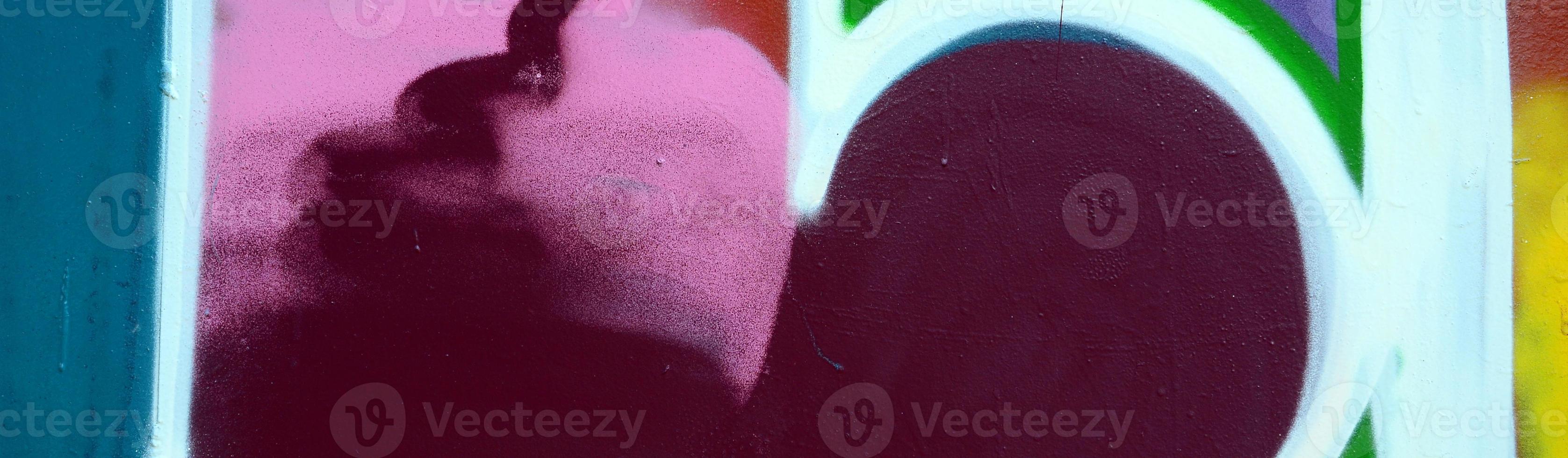 Street art. Abstract background image of a fragment of a colored graffiti painting in fashionable colors photo