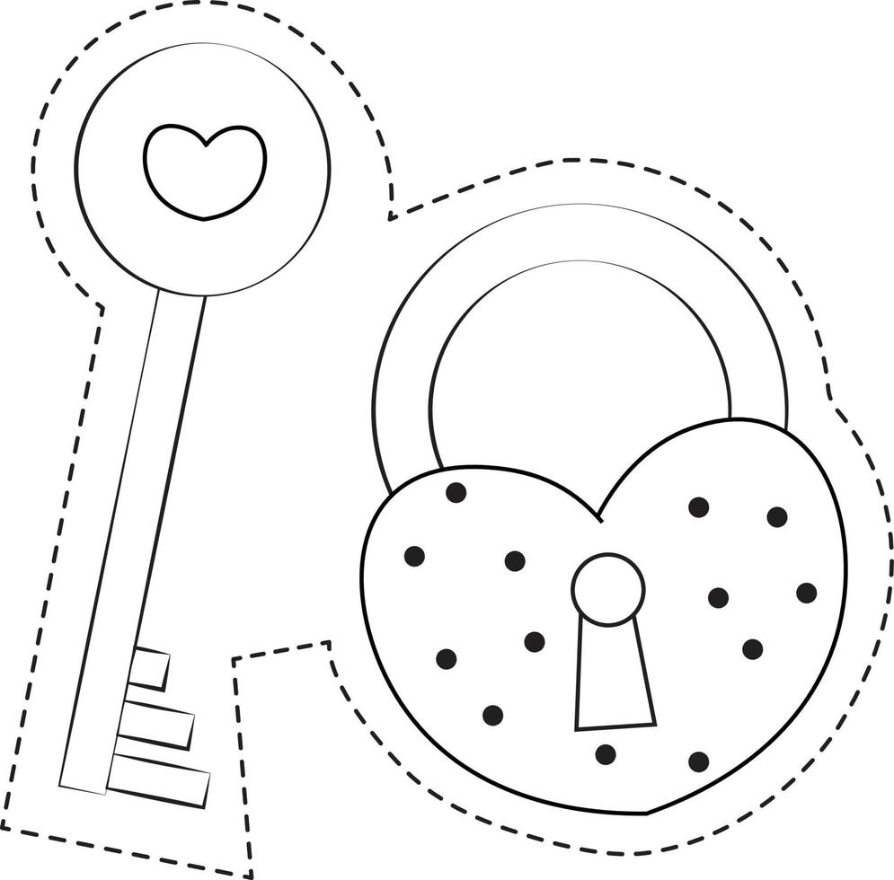 lock and key - Valentine Day Scissors Skills vector