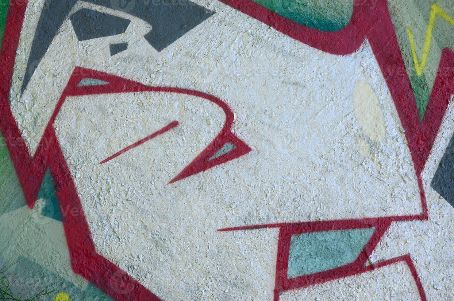 Street art. Abstract background image of a fragment of a colored graffiti painting in chrome and red tones photo