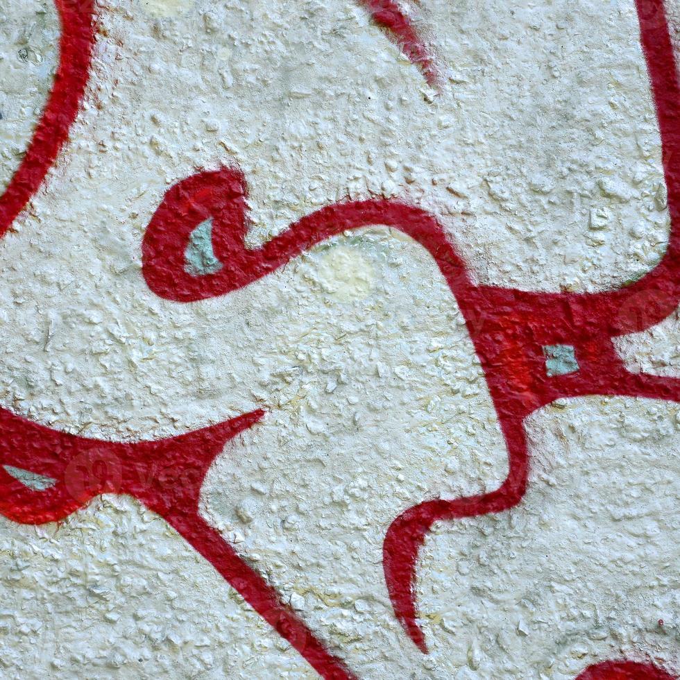 Street art. Abstract background image of a fragment of a colored graffiti painting in chrome and red tones photo