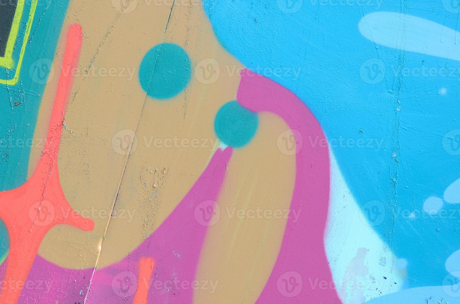 Street art. Abstract background image of a fragment of a colored graffiti painting in fashionable colors photo