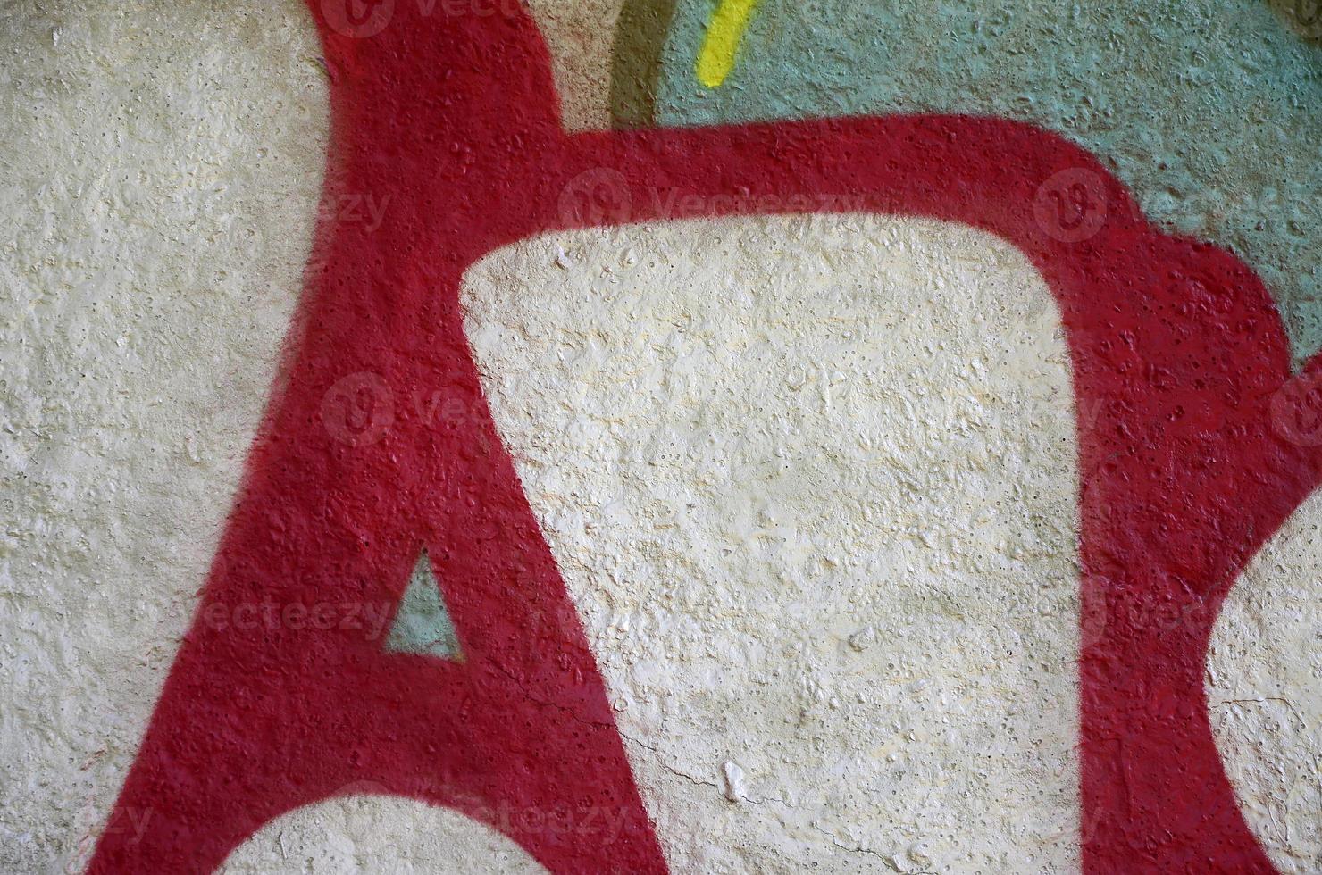 Street art. Abstract background image of a fragment of a colored graffiti painting in chrome and red tones photo